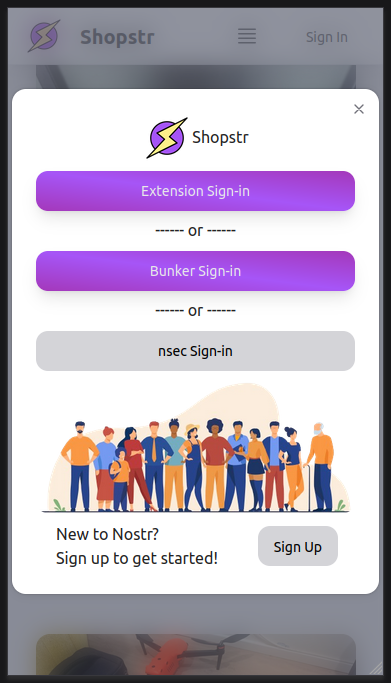 Sign in to Trigo using Nostr cryptographic keys — light mode